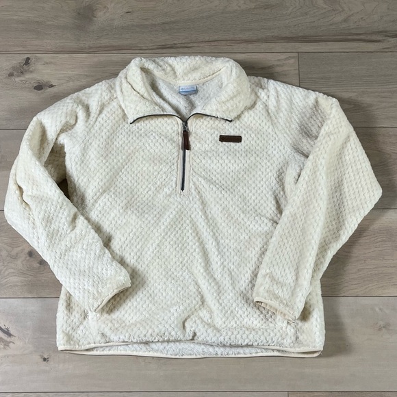 Columbia Fireside 1/4 Zip Sherpa Fleece Pullover Off White Chalk Color - Picture 6 of 13